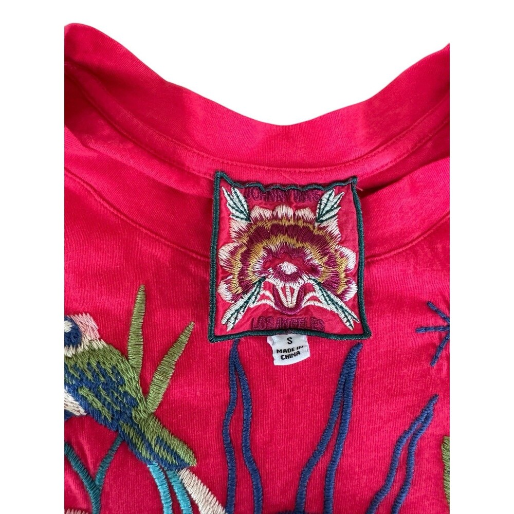 Johnny Was Arla Embroidered Cotton Top Live By The Sun T Shirt Boho Floral SZ S - Picture 9 of 11